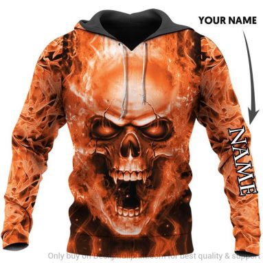 Orange Skull Sweater Hoodie Mens Skull Hoodies Unisex Hoodie LH ...